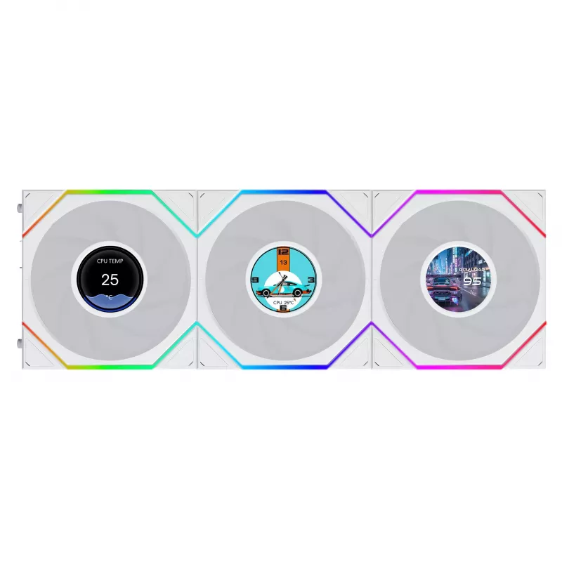 Lian Li UNI FAN TL120 LCD FLEX Wireless ARGB 120mm PWM Gehäuselüfter 3er-Pack Weiß