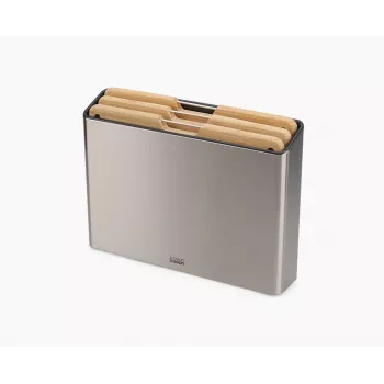 Joseph Joseph Folio Bamboo 3-teiliges Schneidebrett-Set mit schlankem Ständer, Anthrazitgrau