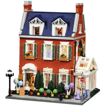 Lumibricks Redbrick Row House LED Bausatz - 850-teiliges Architekturmodell mit integrierter warmweißer Beleuchtung, USB-betrieben, für Kinder ab 8 Jahren