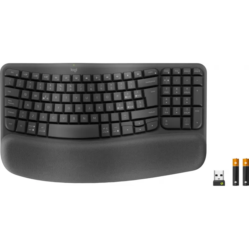 Logitech Ergo Series Wave Keys for Business kabellose ergonomische Tastatur, italienisches Layout, Graphite