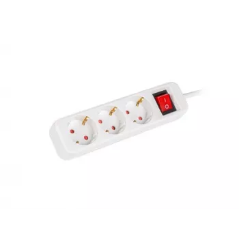 Lanberg PS1-03F-0150-W 1,5 m 3-fach Schuko-Steckdosenleiste mit beleuchtetem Schalter, Weiß