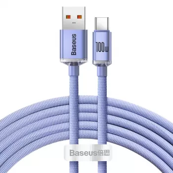Baseus USB-A auf USB-C Crystal Shine 100W 2m lila Kabel