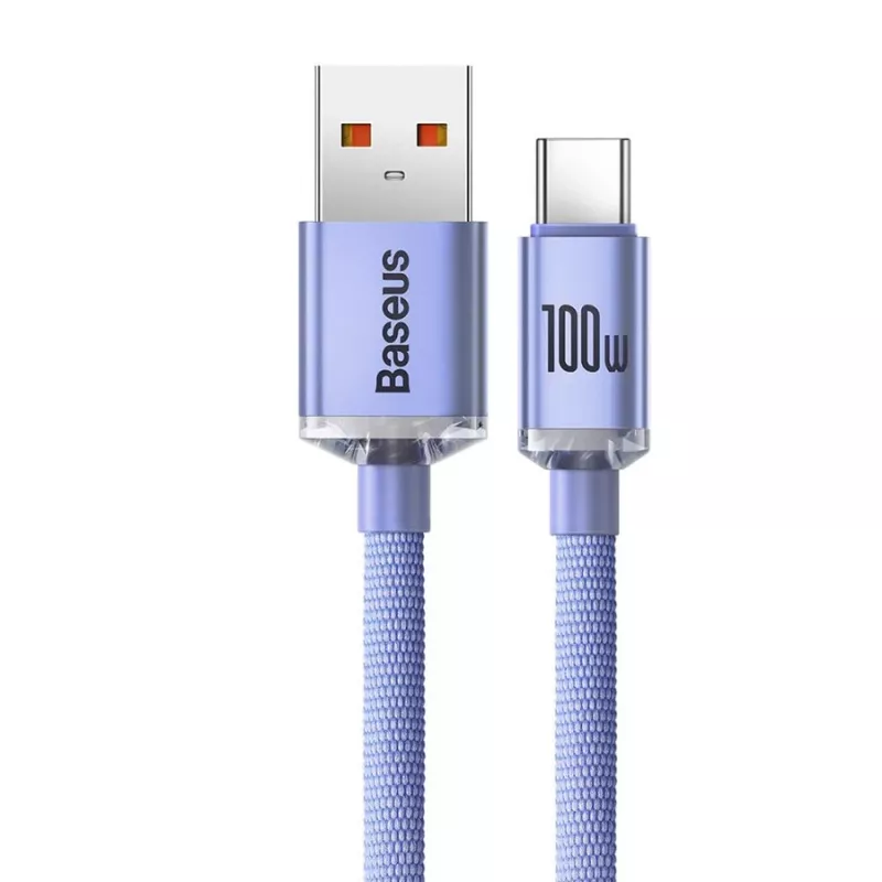 Baseus USB-A auf USB-C Crystal Shine 100W 2m lila Kabel
