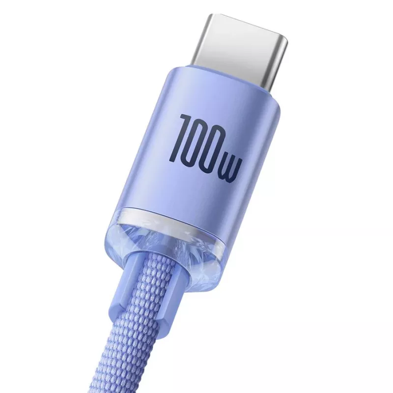 Baseus USB-A auf USB-C Crystal Shine 100W 2m lila Kabel