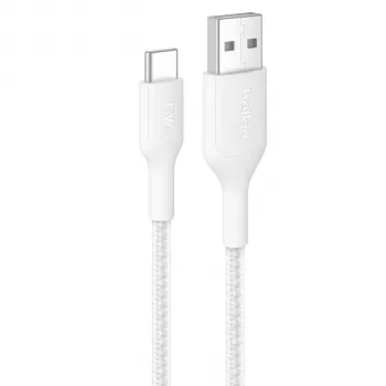 Belkin BOOSTCHARGE geflochtenes USB-C auf USB-A Kabel 2m Weiß
