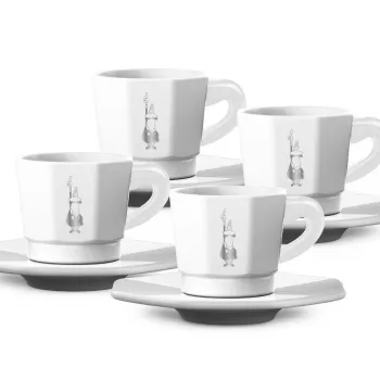 Bialetti RTATZ402 Espressotassen-Set, 4-teilig, weißes Porzellan, 75 ml