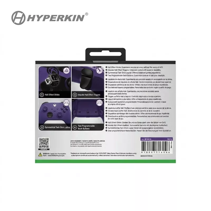 Hyperkin Competitor Kabelgebundener Controller für Xbox Series X|S, Xbox One & PC - Lila