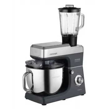 CONCEPT RM6000 Planeten-Küchenmaschine 1900W 6,5L Edelstahlschüssel, 8 Geschwindigkeiten + Pulse, Silber/Schwarz