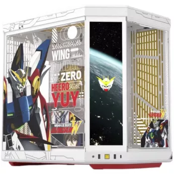 HYTE Y70 Touch Infinite Gundam Wing Edition Mid-Tower-Gehäuse, doppeltes gehärtetes Glas, 4K-Touchscreen, Weiß