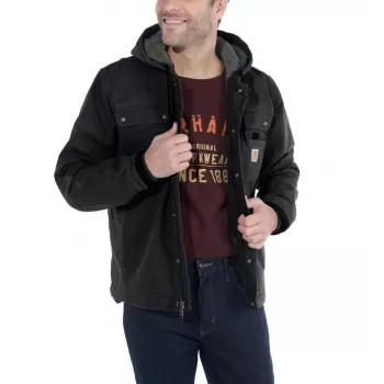 Carhartt Sandstone Barlett Jacke Herren Sherpa-gefütterte Arbeitsjacke mit Kapuze, DWR-Ausrüstung, Bi-Swing-Rücken, dreifach gesteppten Nähten, Carhartt Braun