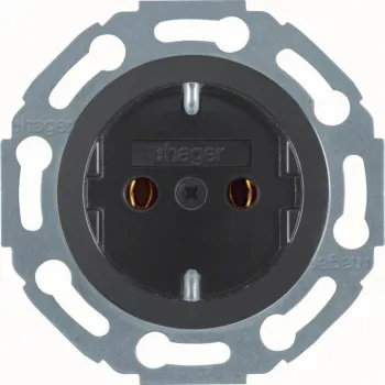 Hager WTS1100BG Witty SCHUKO-Steckdose mit Steckklemmen, Glasrahmen, glänzend schwarz