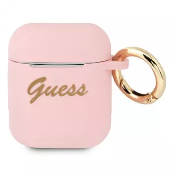 GUESS GUA2SSSI AirPods 1/2 Hülle Pink Silikon Vintage Script