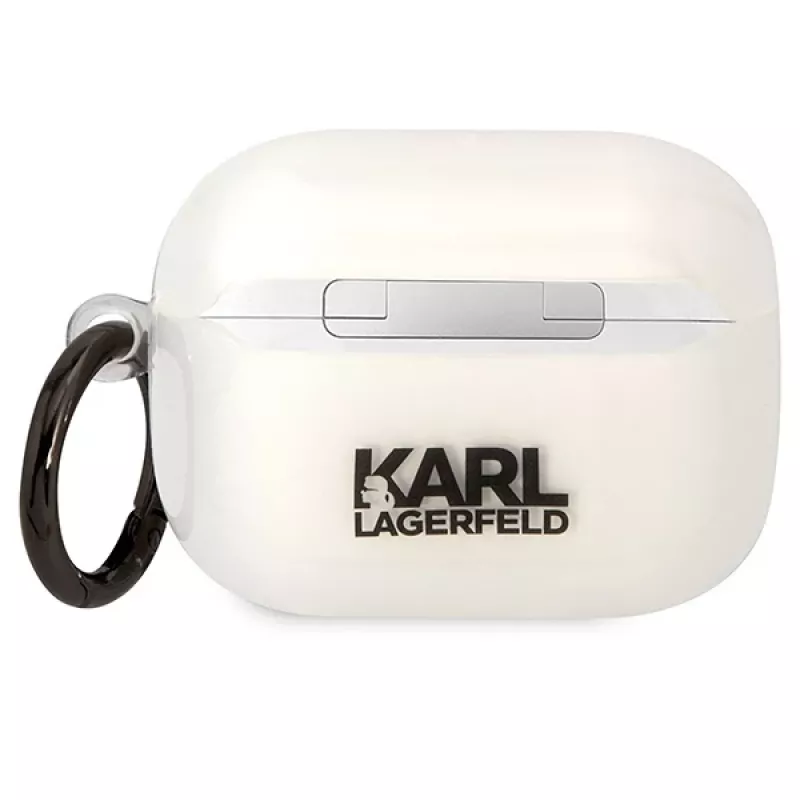 Karl Lagerfeld AirPods Pro Hülle Transparent mit Karl-Kopf-Silhouette