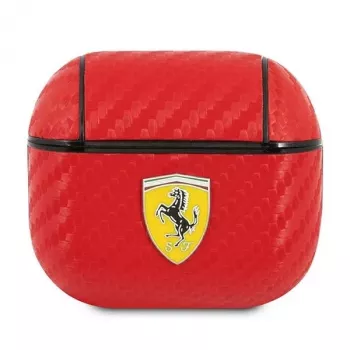 Ferrari FESA3CARE On Track AirPods 3 Hülle Rot PU Carbon