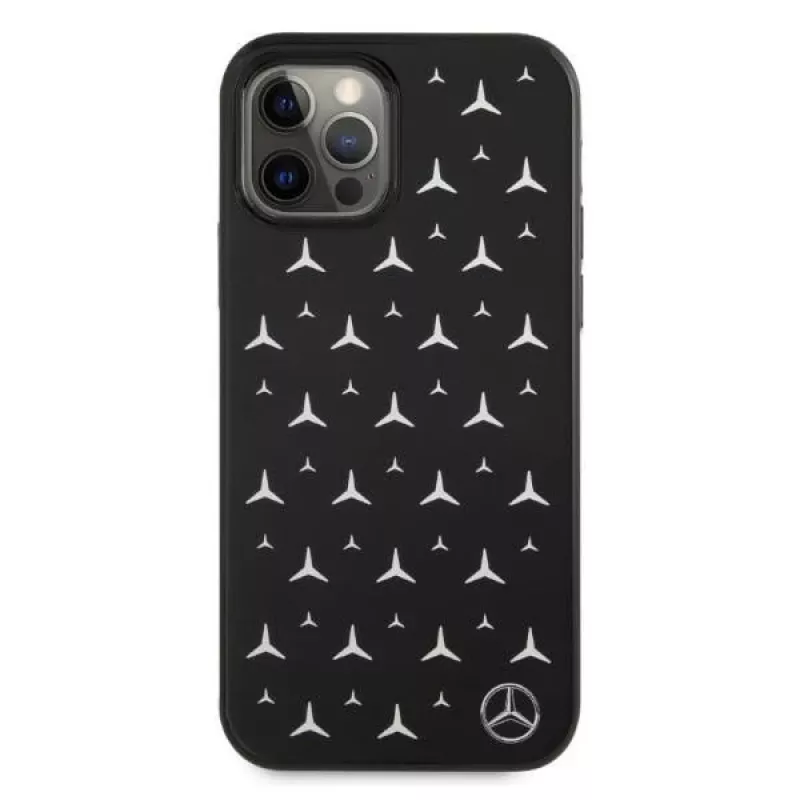 Mercedes-Benz iPhone 12 Pro Max Hardcase Silbernes Sterne-Muster Schwarz