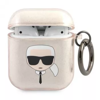 Karl Lagerfeld KLA2UKHGD AirPods 1/2 Hülle Gold Glitter Karl Head