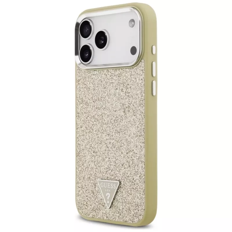 GUESS Glitter Triangle Logo MagSafe-Hülle für iPhone 17 Pro Max - Gold