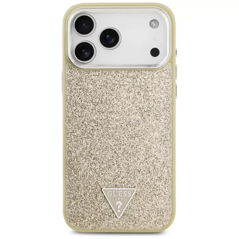 GUESS Glitter Triangle Logo MagSafe-Hülle für iPhone 17 Pro Max - Gold