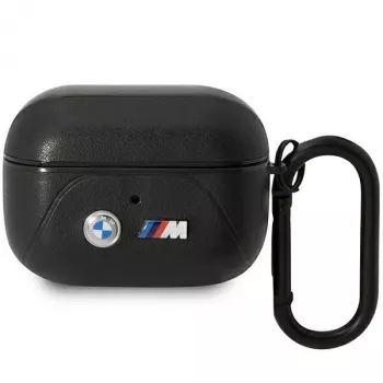BMW AirPods Pro Lederhülle mit geschwungenem Linien-Design - Schwarz