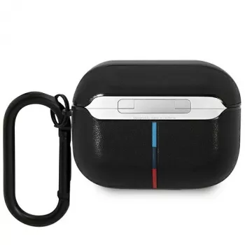 BMW AirPods Pro Lederhülle mit geschwungenem Linien-Design - Schwarz