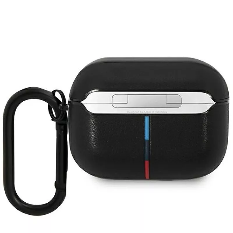 BMW AirPods Pro Lederhülle mit geschwungenem Linien-Design - Schwarz