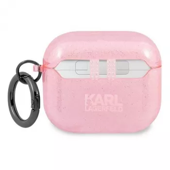 Karl Lagerfeld KLA3UKHGP Glitter Karl's Head AirPods 3 Hülle - Pink