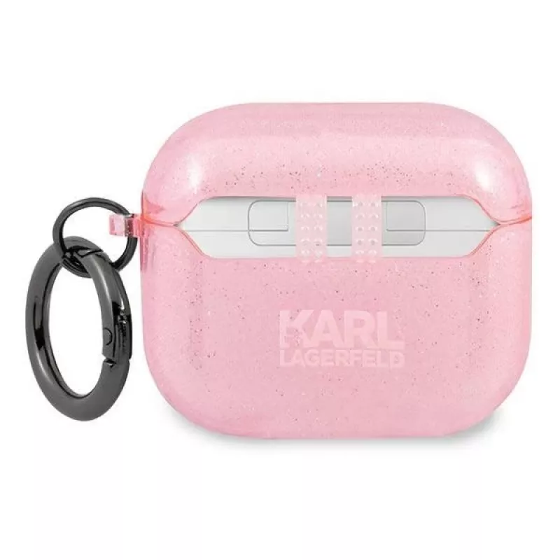 Karl Lagerfeld KLA3UKHGP Glitter Karl's Head AirPods 3 Hülle - Pink
