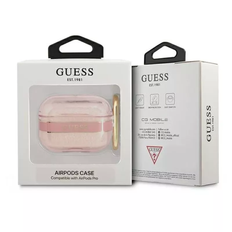 GUESS AirPods Pro Hülle mit Trageriemen Pink Strap Collection