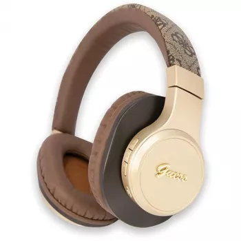 GUESS 4G Script Metal Logo Kabellose On-Ear-Kopfhörer Bluetooth 5.3 Braun