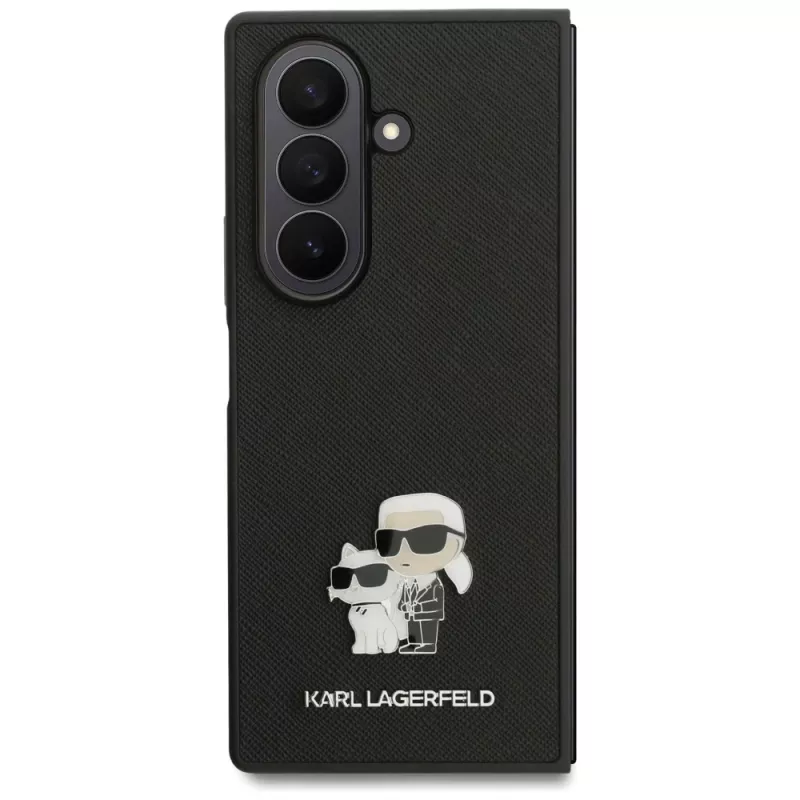 Karl Lagerfeld Saffiano Karl & Choupette Pin Case für Samsung Galaxy Z Fold7 – Schwarz