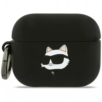 Karl Lagerfeld Silikon Choupette Kopf 3D Hülle für AirPods Pro 3 - Schwarz