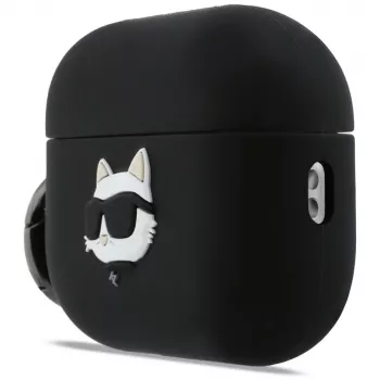 Karl Lagerfeld Silikon Choupette Kopf 3D Hülle für AirPods Pro 3 - Schwarz