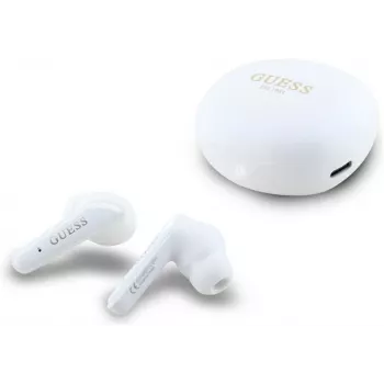 GUESS Flat Classic Logo Electroplated True Wireless Earbuds, Weiß