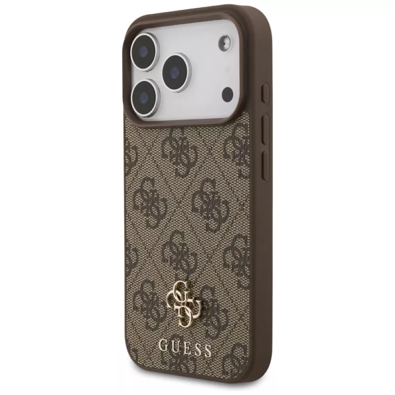 GUESS 4G Small Classic Logo MagSafe Hülle für iPhone 18 Pro / 17 Pro – Braun