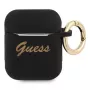 Guess GUA2SSSK AirPods 1/2 Hülle Schwarz Silikon Vintage Script