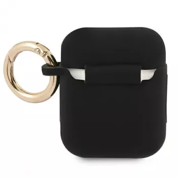 Guess GUA2SSSK AirPods 1/2 Hülle Schwarz Silikon Vintage Script