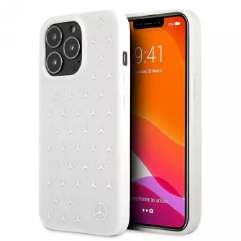 Mercedes-Benz iPhone 13 Pro Max Hardcase Silbernes Sterne-Muster Weiß