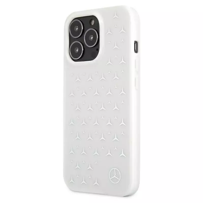 Mercedes-Benz iPhone 13 Pro Max Hardcase Silbernes Sterne-Muster Weiß