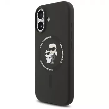 Karl Lagerfeld Silikon Karl & Choupette Ring MagSafe Hülle für iPhone 17 - Schwarz