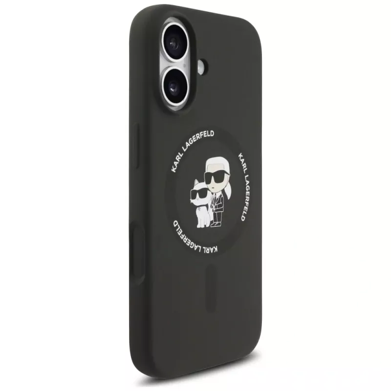 Karl Lagerfeld Silikon Karl & Choupette Ring MagSafe Hülle für iPhone 17 - Schwarz