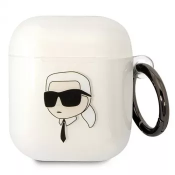 Karl Lagerfeld KLA2HNIKTCT Transparente AirPods 1/2 Hülle mit Karl's Head Design