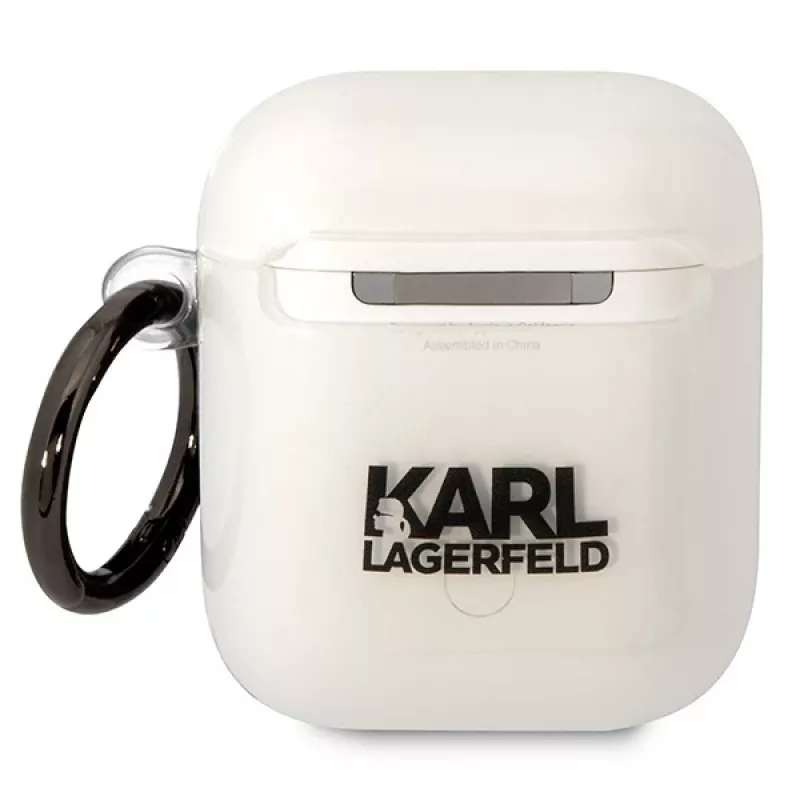 Karl Lagerfeld KLA2HNIKTCT Transparente AirPods 1/2 Hülle mit Karl's Head Design