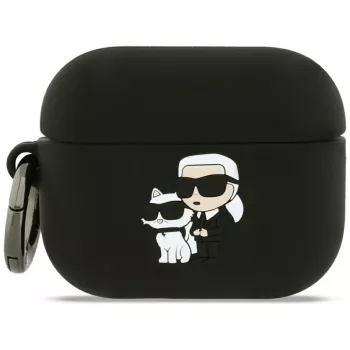 Karl Lagerfeld Silikon Karl & Choupette Head 3D Hülle für AirPods Pro 3, Schwarz