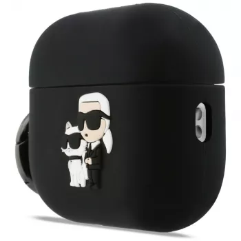 Karl Lagerfeld Silikon Karl & Choupette Head 3D Hülle für AirPods Pro 3, Schwarz