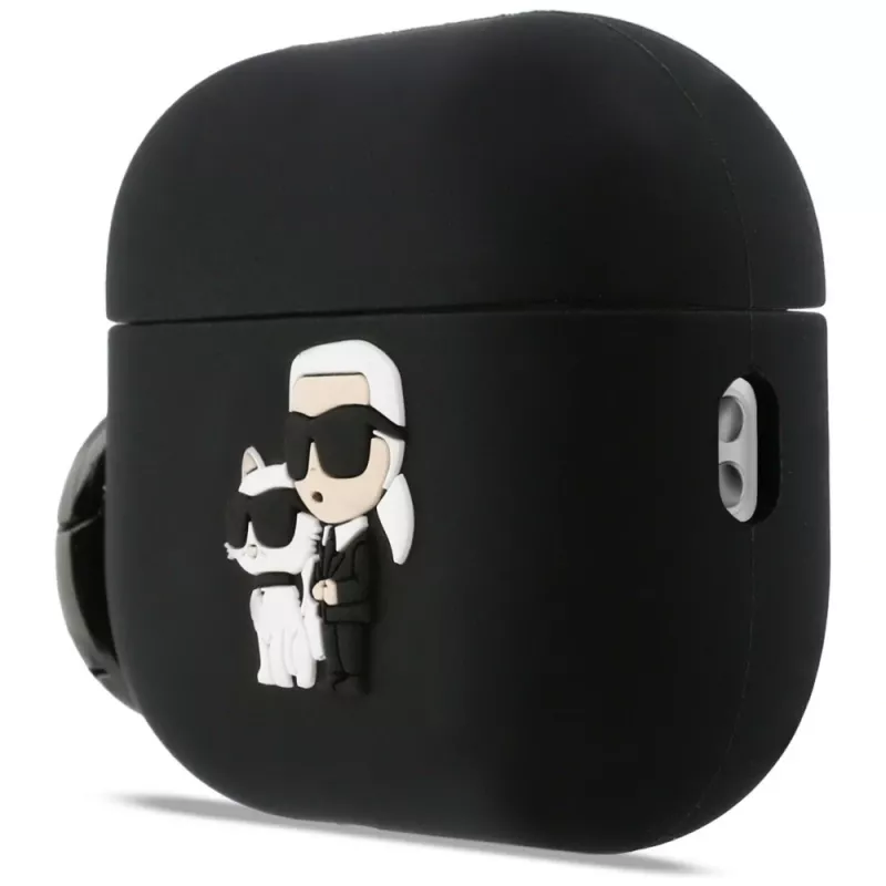 Karl Lagerfeld Silikon Karl & Choupette Head 3D Hülle für AirPods Pro 3, Schwarz