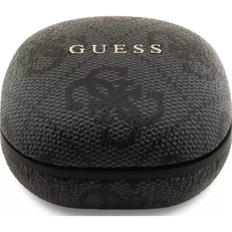 Guess 4G Classic Metal Logo True Wireless Bluetooth Ohrhörer mit ENC und Ladecase, Schwarz