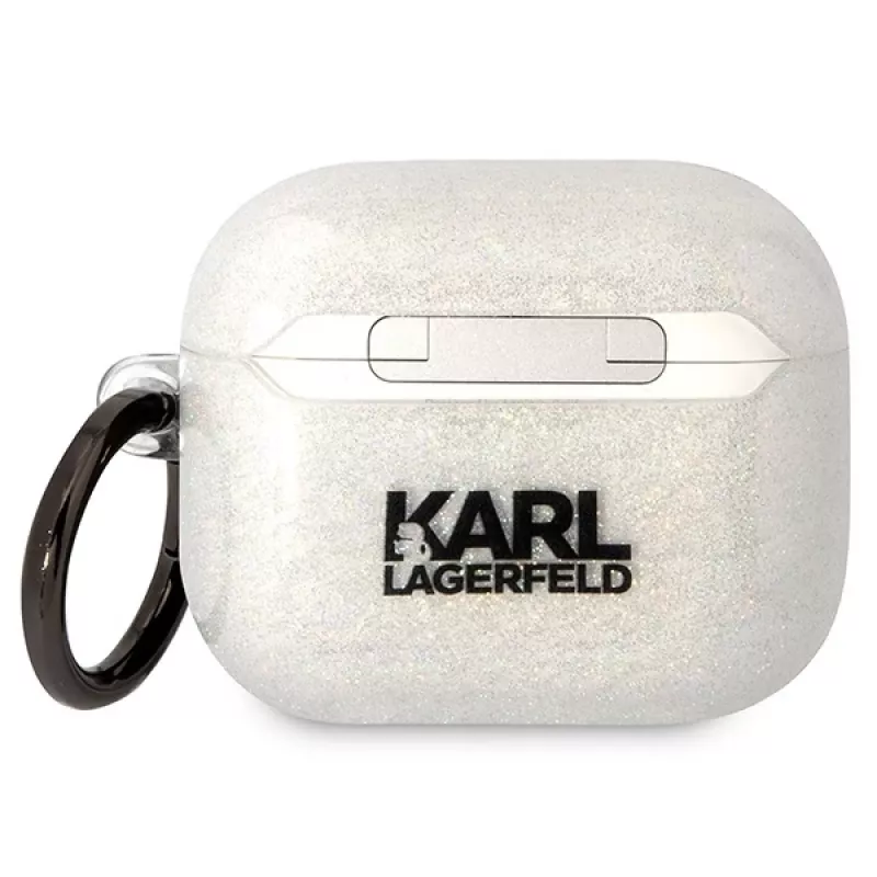 Karl Lagerfeld KLA3HNKCTGT AirPods 3 Hülle Transparent Glitter Karl & Choupette