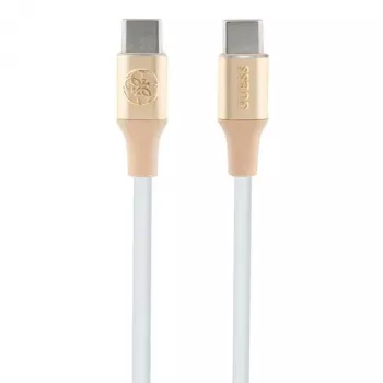 GUESS GUCCLALRGDD USB-C auf USB-C Kabel 1,5 m Schnellladen Hellgold Geprägtes Logo