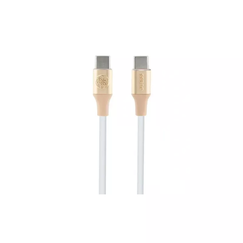 GUESS GUCCLALRGDD USB-C auf USB-C Kabel 1,5 m Schnellladen Hellgold Geprägtes Logo