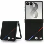 BMW M Leder-Perforiertes Trikolore-Streifen MagSafe Case für Samsung Galaxy Z Flip8 - Schwarz